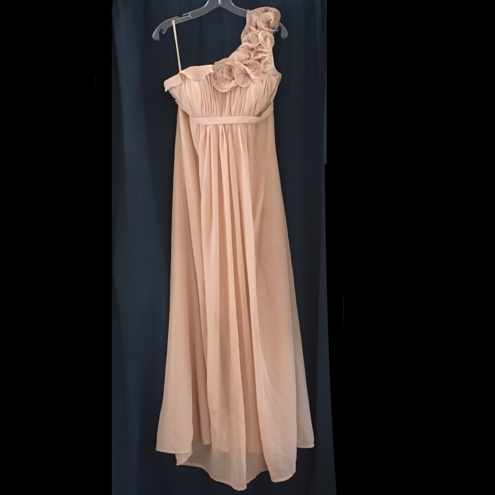 One Shoulder Chiffon Floor Length Bridesmaid Gown